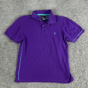 Volcom Shirt Mens Medium Purple Blue Trip Skater Skateboarding Polo Cotton READ
